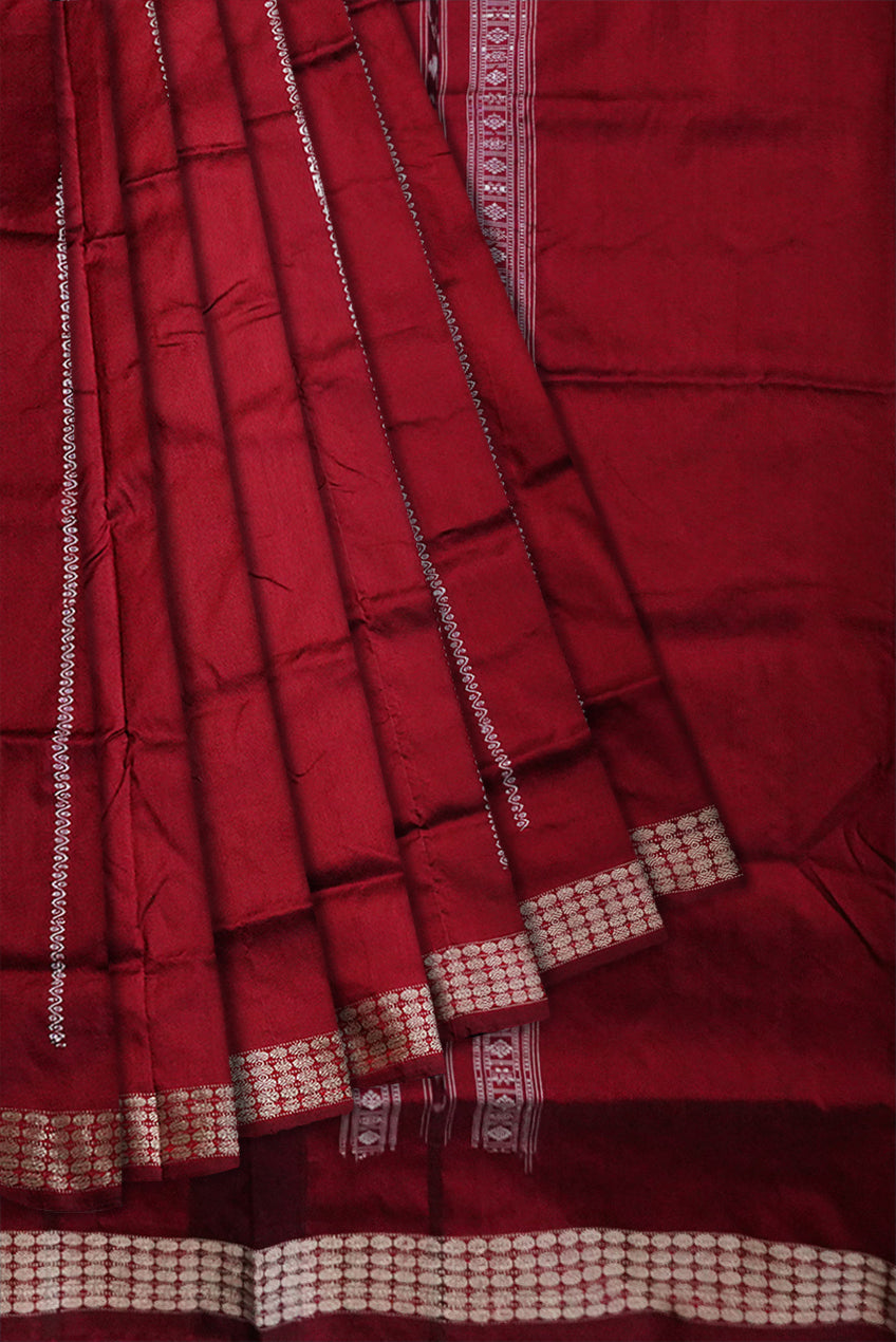 Latest Patli design Yellow and Maroon color Pata saree. - Koshali Arts & Crafts Enterprise