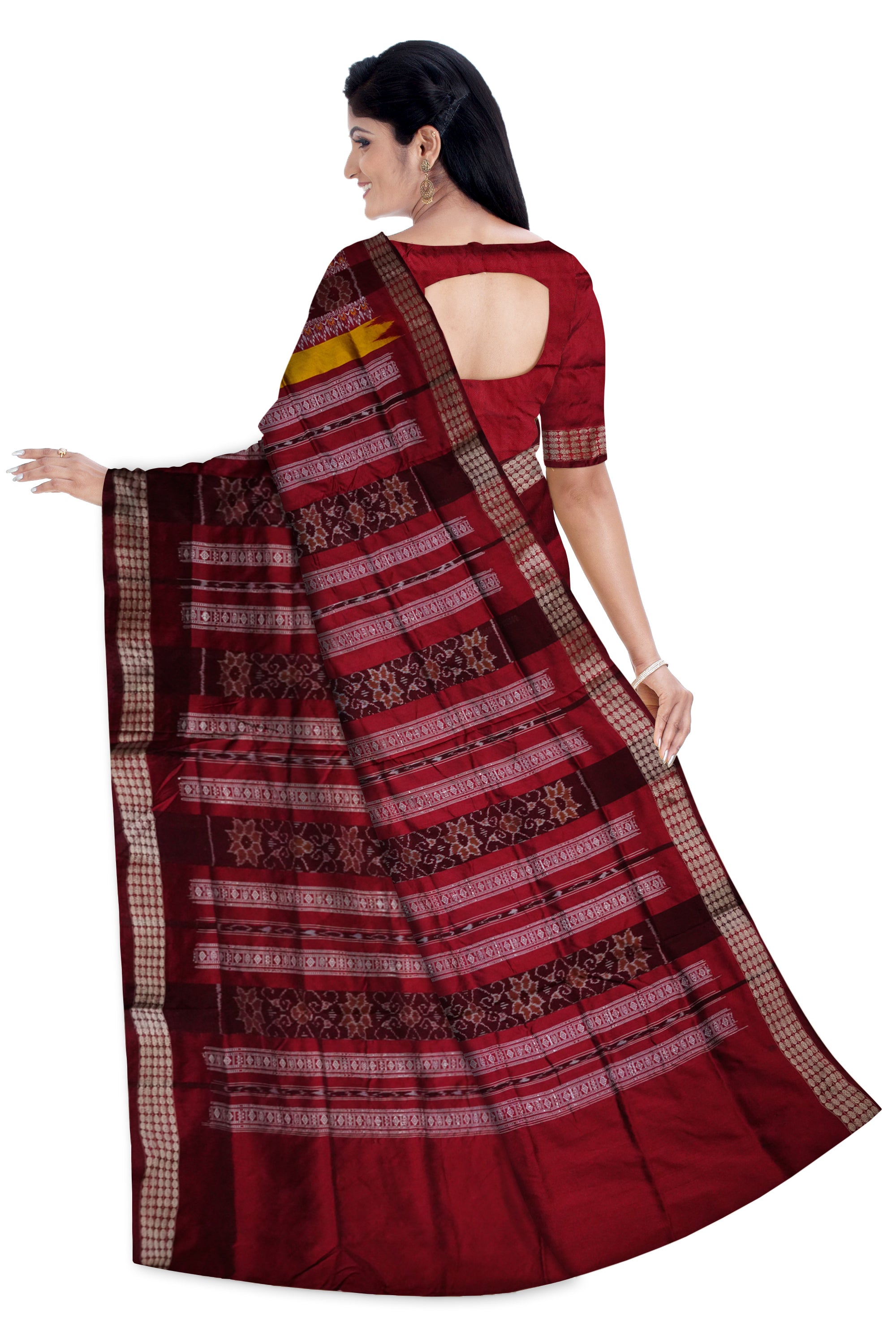 Latest Patli design Yellow and Maroon color Pata saree. - Koshali Arts & Crafts Enterprise