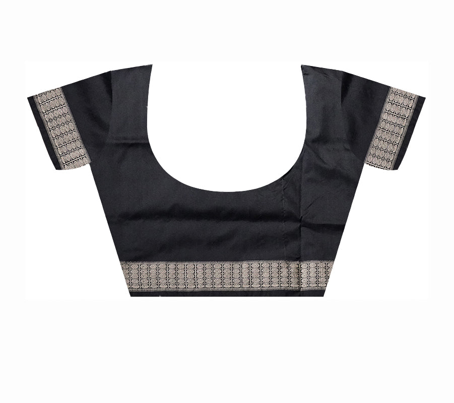 Nartaki with Peacock pattern patli pata saree in Deep-pink & Black color. - Koshali Arts & Crafts Enterprise