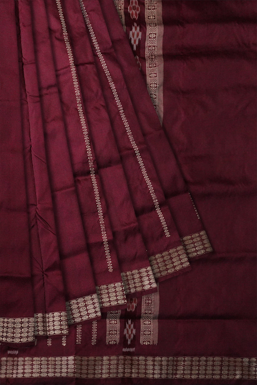 Purple & Coffee color patli design pata saree . - Koshali Arts & Crafts Enterprise