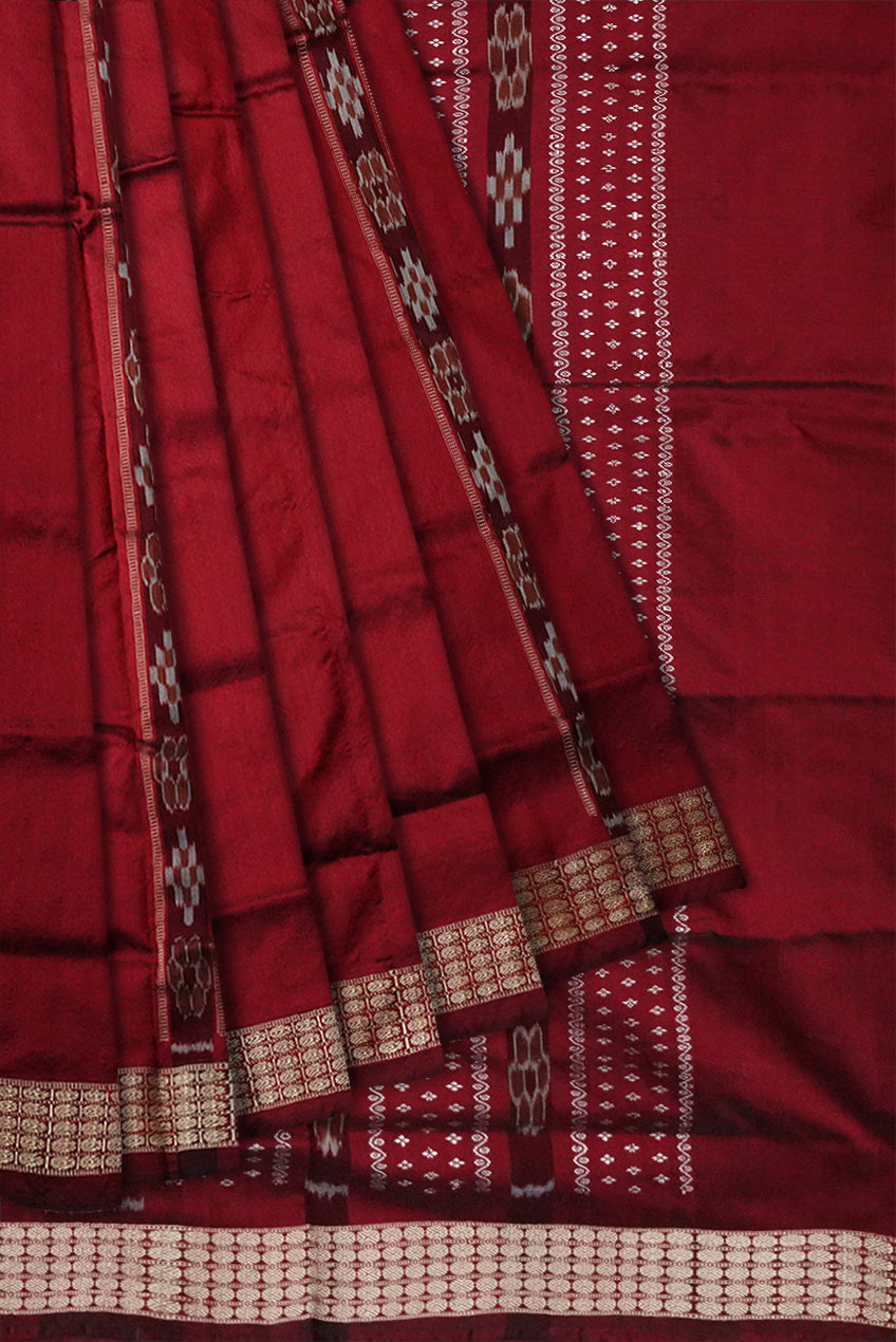 Blue & Maroon color pasapali pattern patli pata saree. - Koshali Arts & Crafts Enterprise