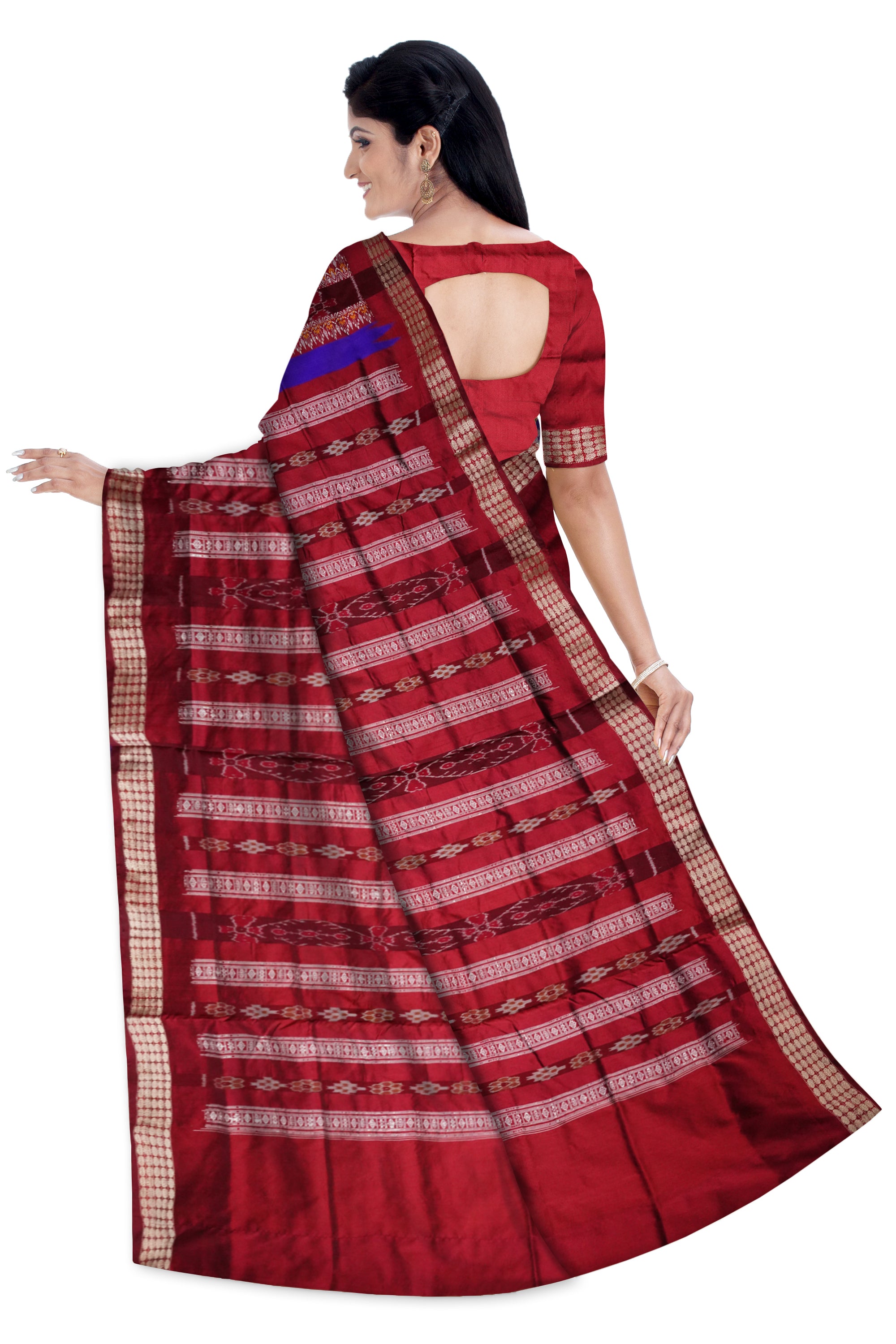 Purple & Maroon color patli design pata saree. - Koshali Arts & Crafts Enterprise