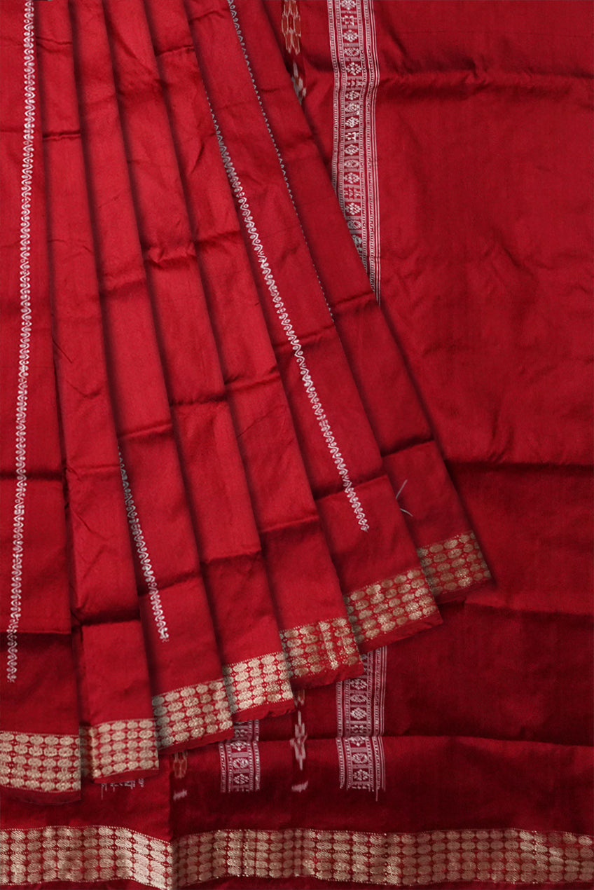 Sambalpuri patli design pata saree is Yellow & Maroon color base. - Koshali Arts & Crafts Enterprise