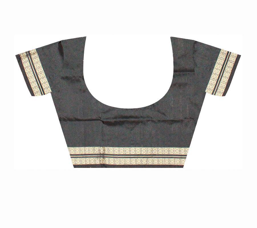 Green color Bomkei Pata saree With Blouse piece - Koshali Arts & Crafts Enterprise