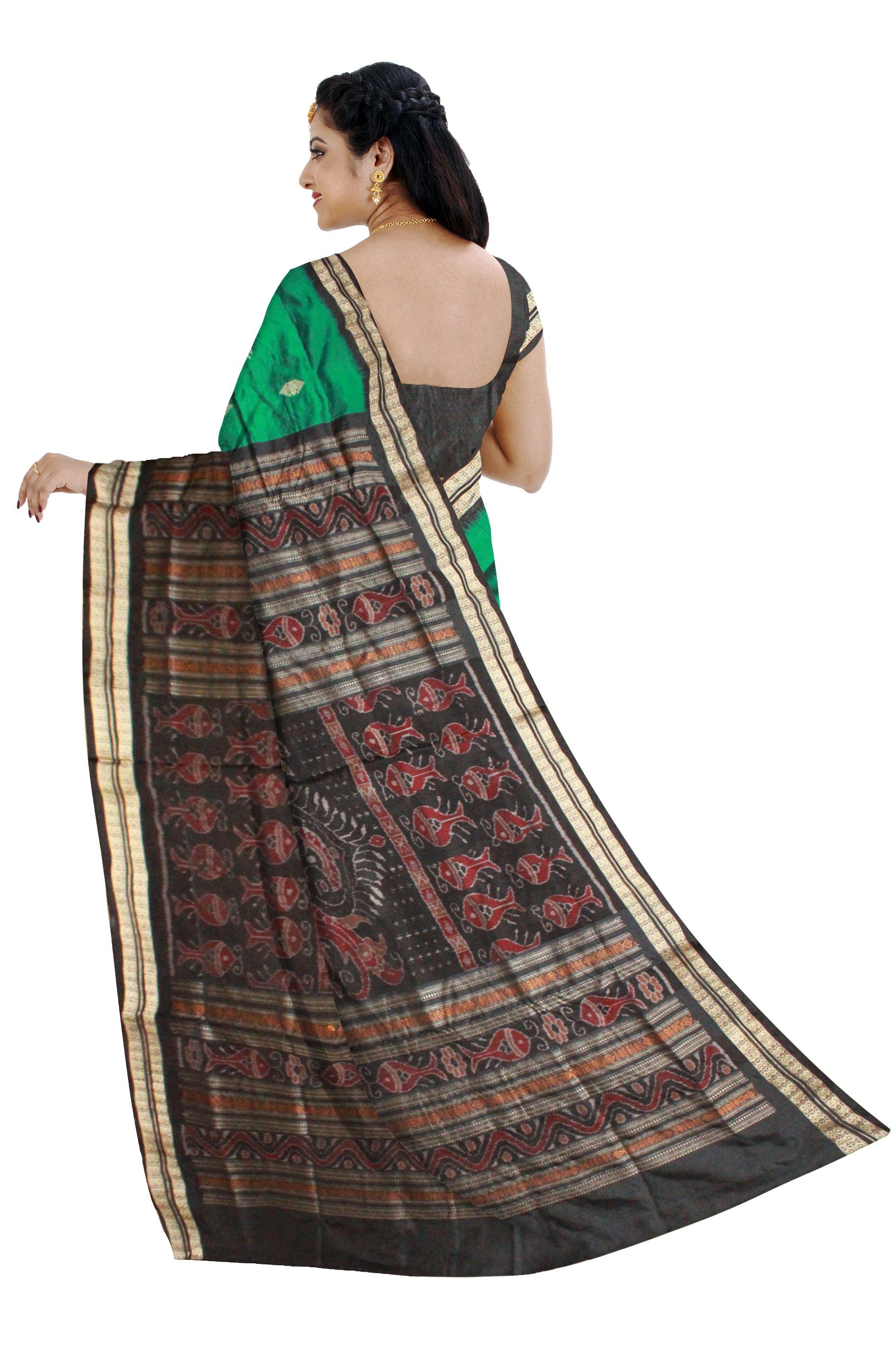Green color Bomkei Pata saree With Blouse piece - Koshali Arts & Crafts Enterprise