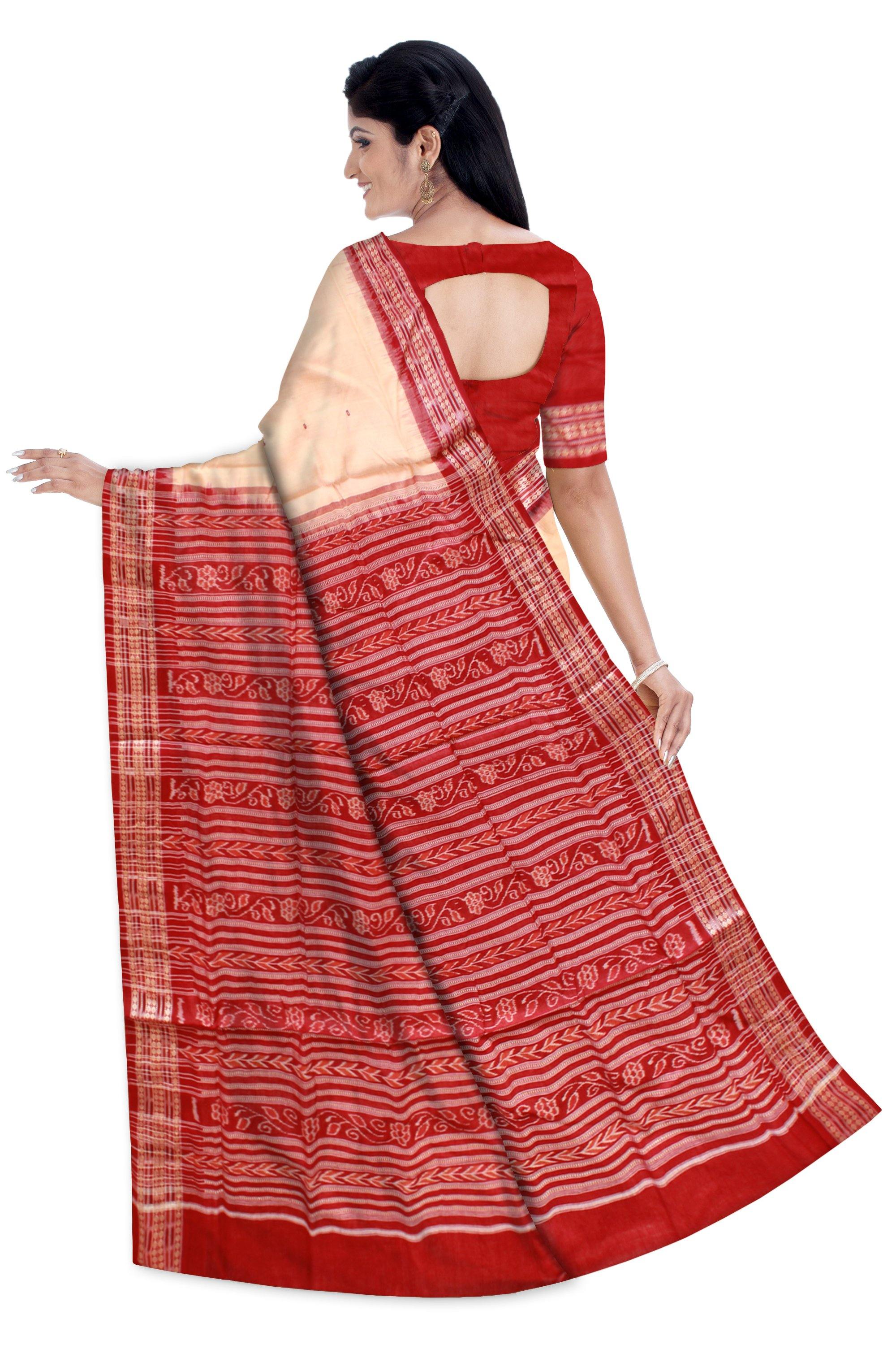 Matha color Butti pattern cotton saree with blouse piece. - Koshali Arts & Crafts Enterprise