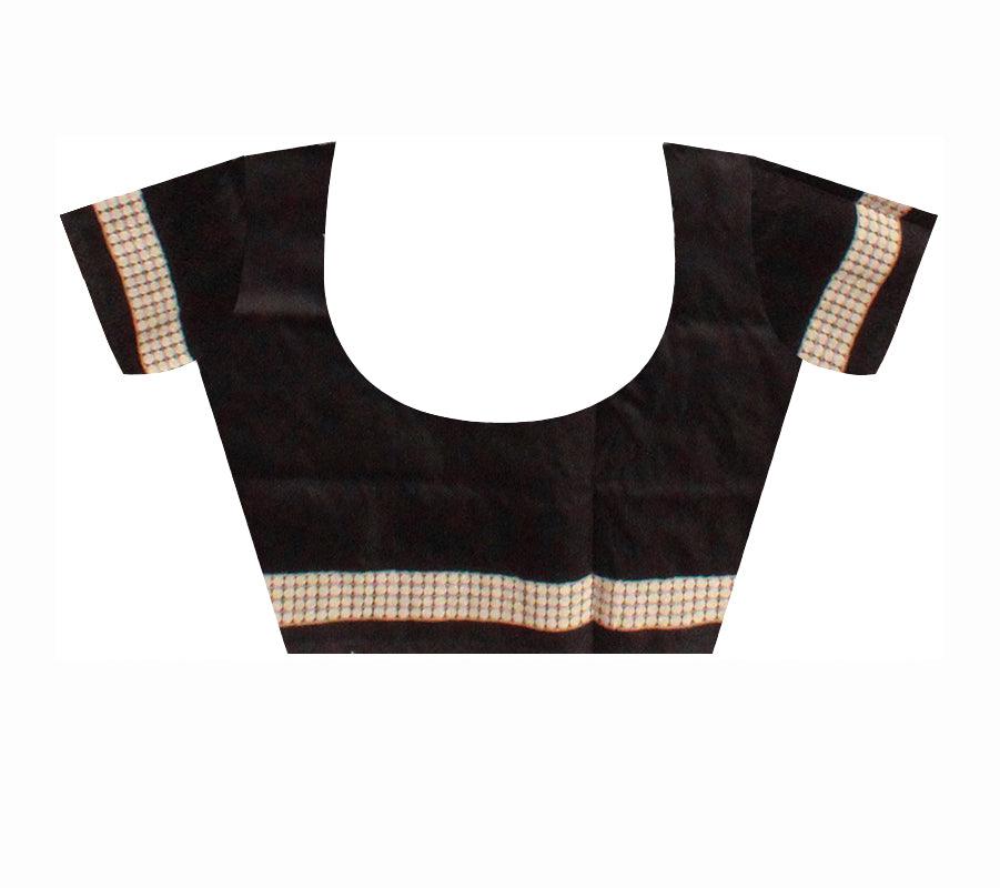 Dark yellow colour Sambalpuri Mix pata saree in booty design in body with blouse piece - Koshali Arts & Crafts Enterprise