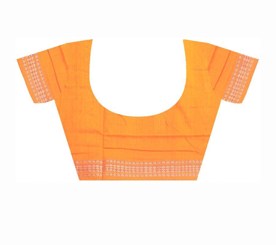 Lattest design Yellow and Dark Green color Sambalpuri plain Cotton saree with blouse piece. - Koshali Arts & Crafts Enterprise
