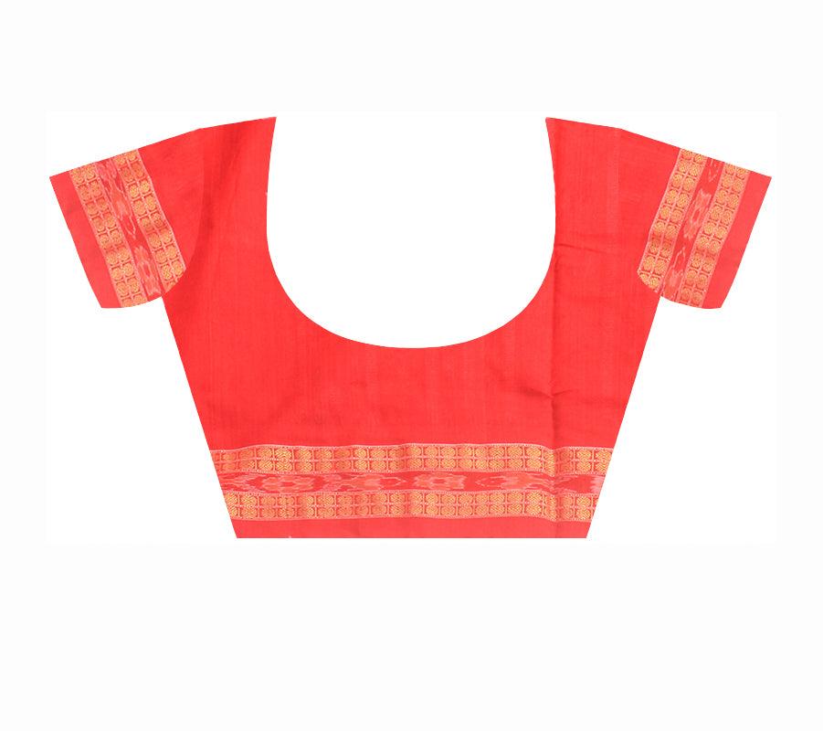 Terakota design Sambalpuri cotton saree in Black colour with blous piece. - Koshali Arts & Crafts Enterprise