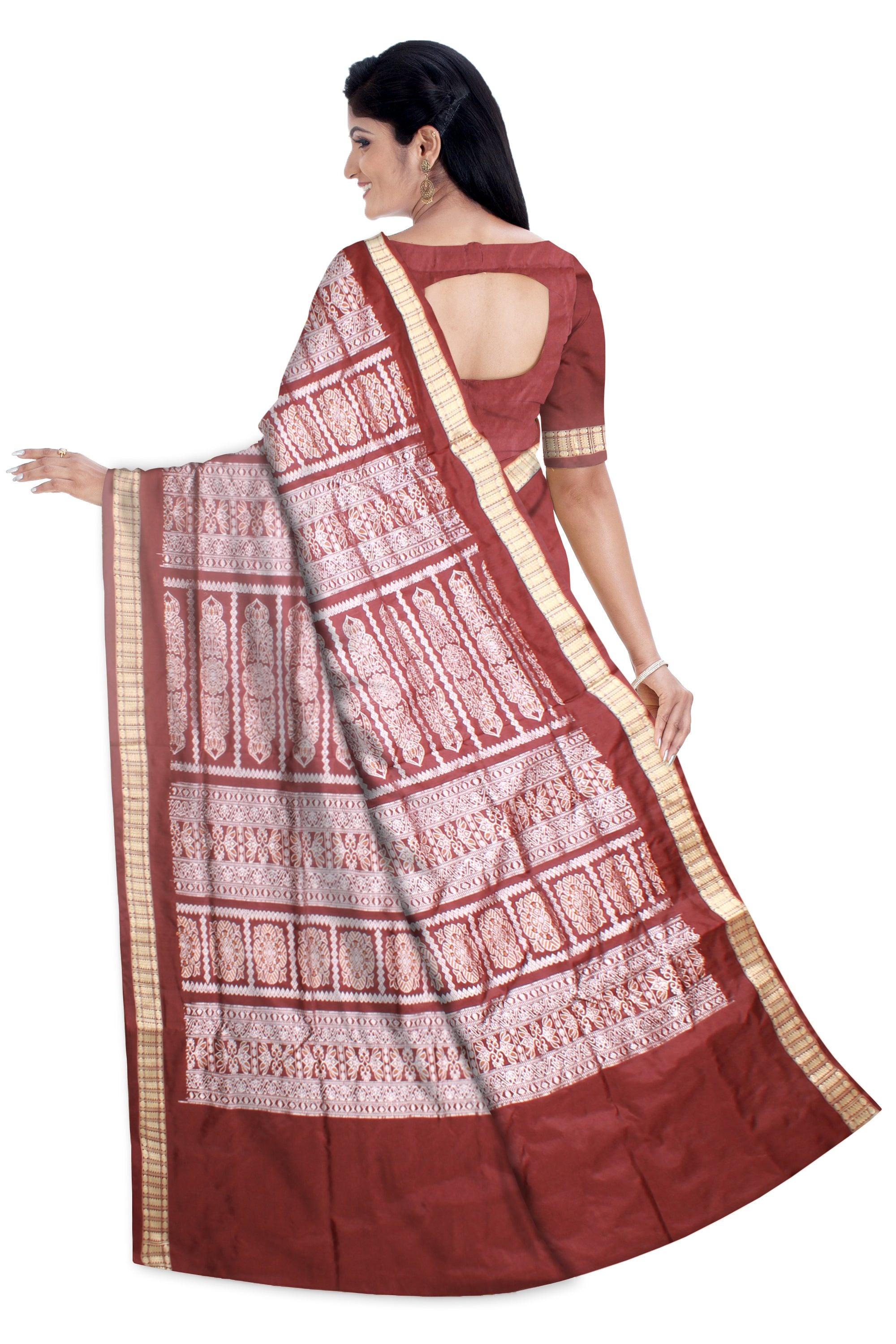 Sambalpuri Mix pata saree in Green colour Patli design body, with blouse piece. - Koshali Arts & Crafts Enterprise