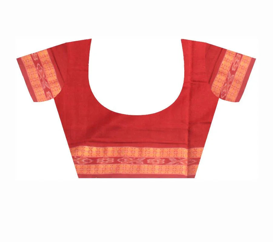 Sambalpuri Flowers pattern cotton saree in Red and Black color with blouse piece. - Koshali Arts & Crafts Enterprise