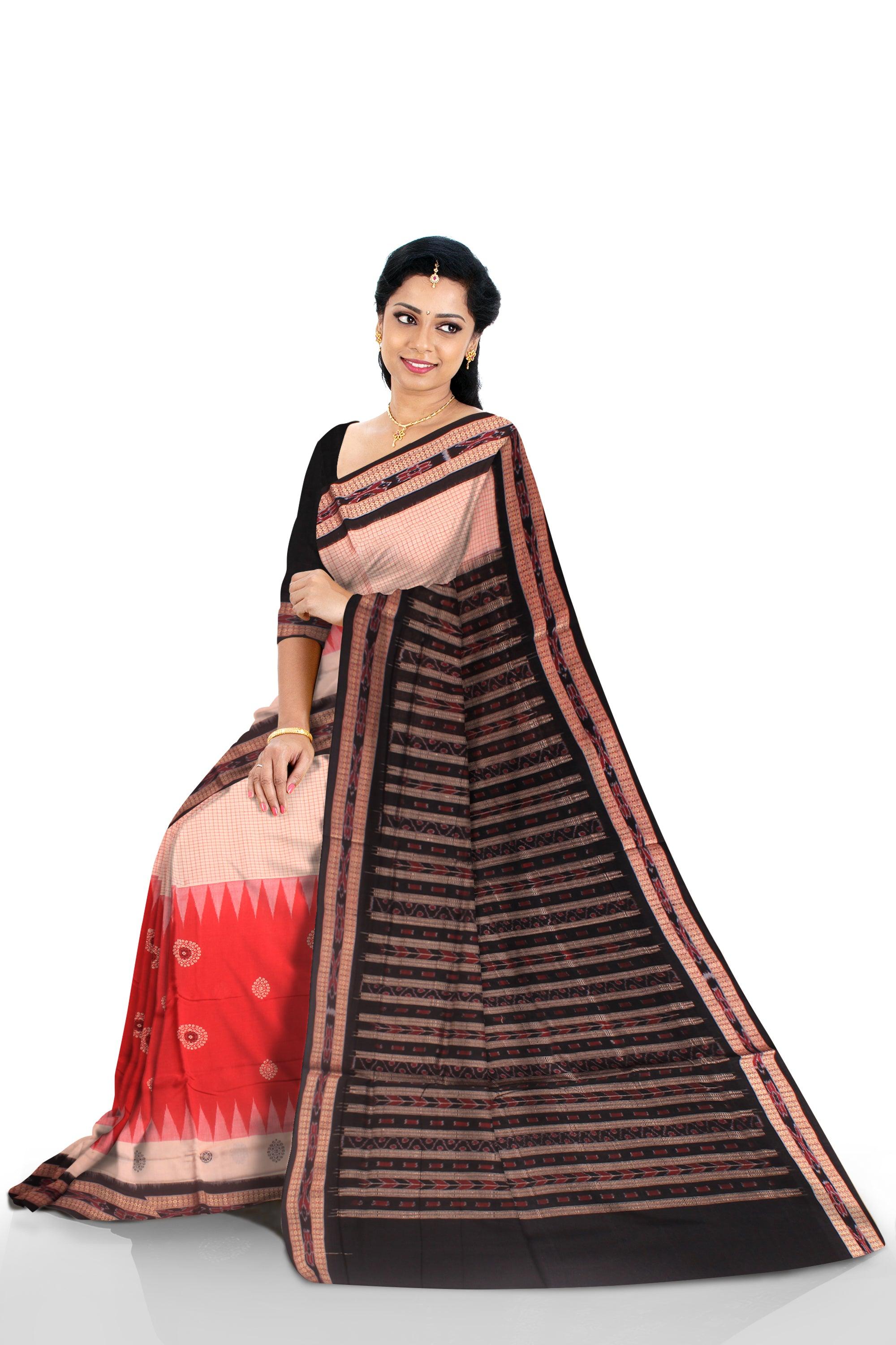 This is a Sambalpuri cotton saree in Bichhitrapuri Mattha and other color with blouse piece. - Koshali Arts & Crafts Enterprise