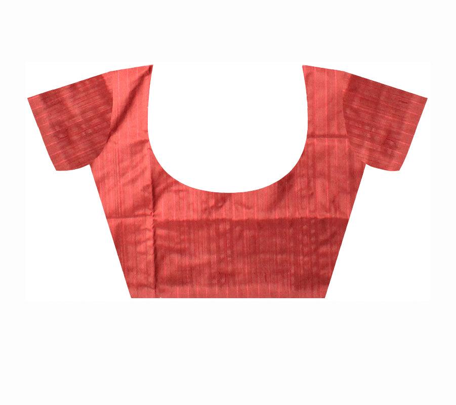 Pink color Original Silk Saree with Brown Border handloom silk sambalpuri saree - Koshali Arts & Crafts Enterprise