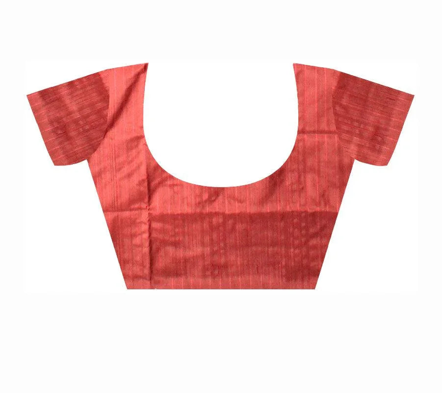 Pink color Original Silk Saree with Brown Border handloom silk sambalpuri saree - Koshali Arts & Crafts Enterprise
