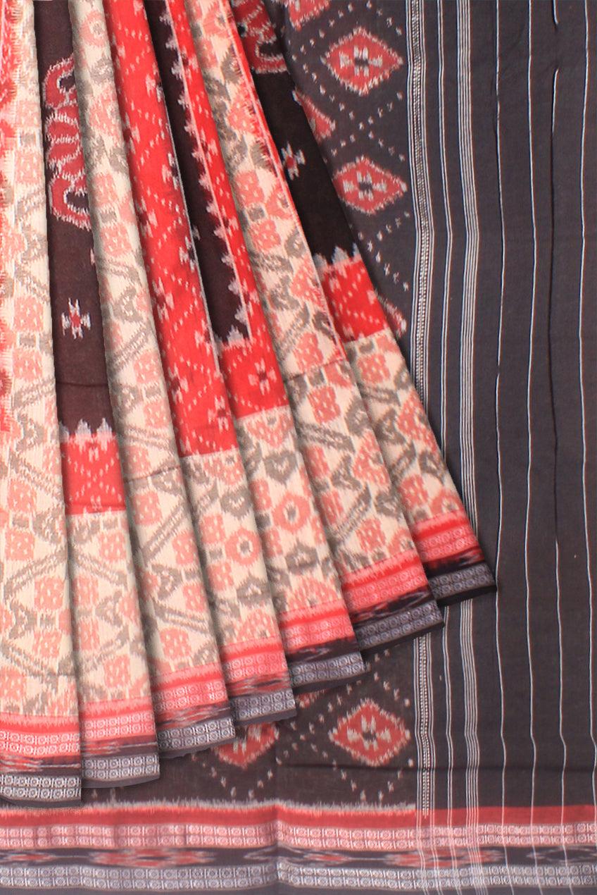 Authentic Cotton saree in 3D color, peacock design With out blouse piece. - Koshali Arts & Crafts Enterprise