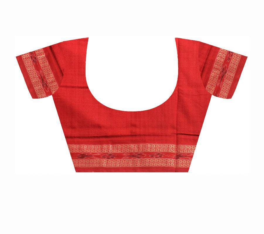 Sambalpuri Mayura print red and black color cotton saree. - Koshali Arts & Crafts Enterprise