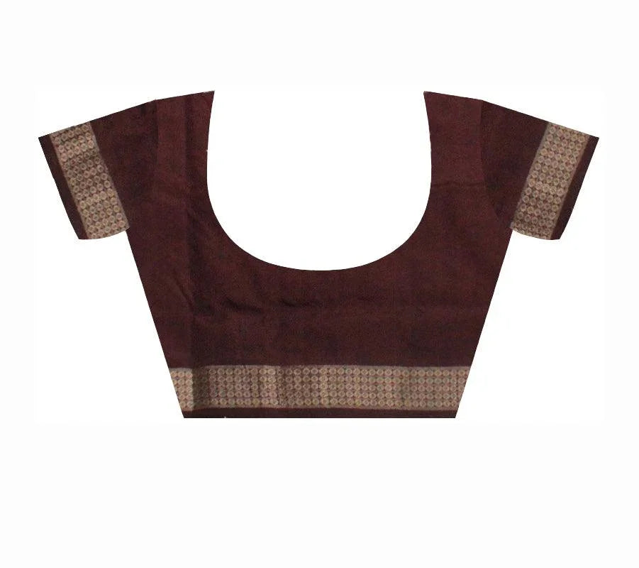pink and brown color sambalpuri pata, with blouse piece. - Koshali Arts & Crafts Enterprise