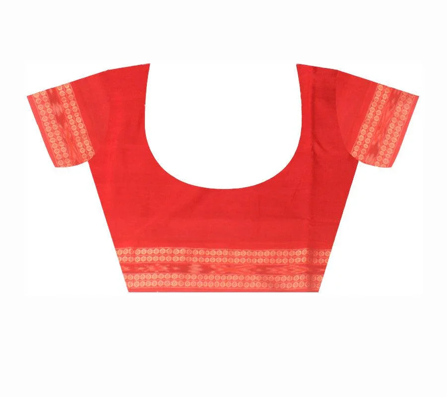 Bada Jagara design Sambalpuri cotton Saree in Black and Red colour with blouse piece. - Koshali Arts & Crafts Enterprise