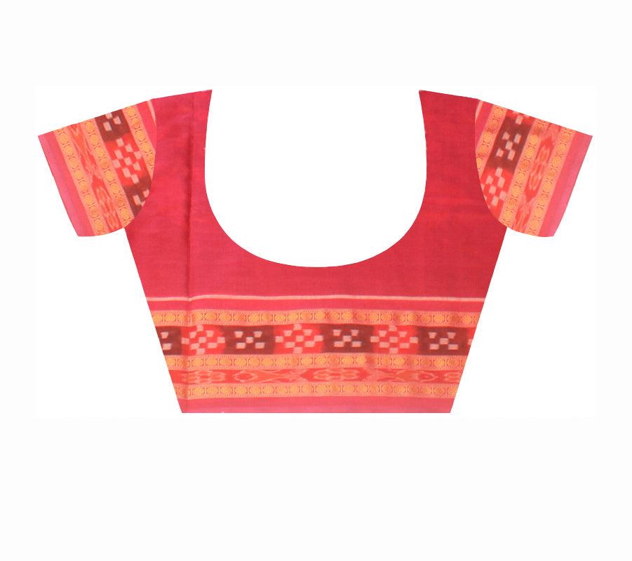 A Sambalpuri cotton saree in violet color and dhadi pasapali grassflower design body with blouse piece. - Koshali Arts & Crafts Enterprise