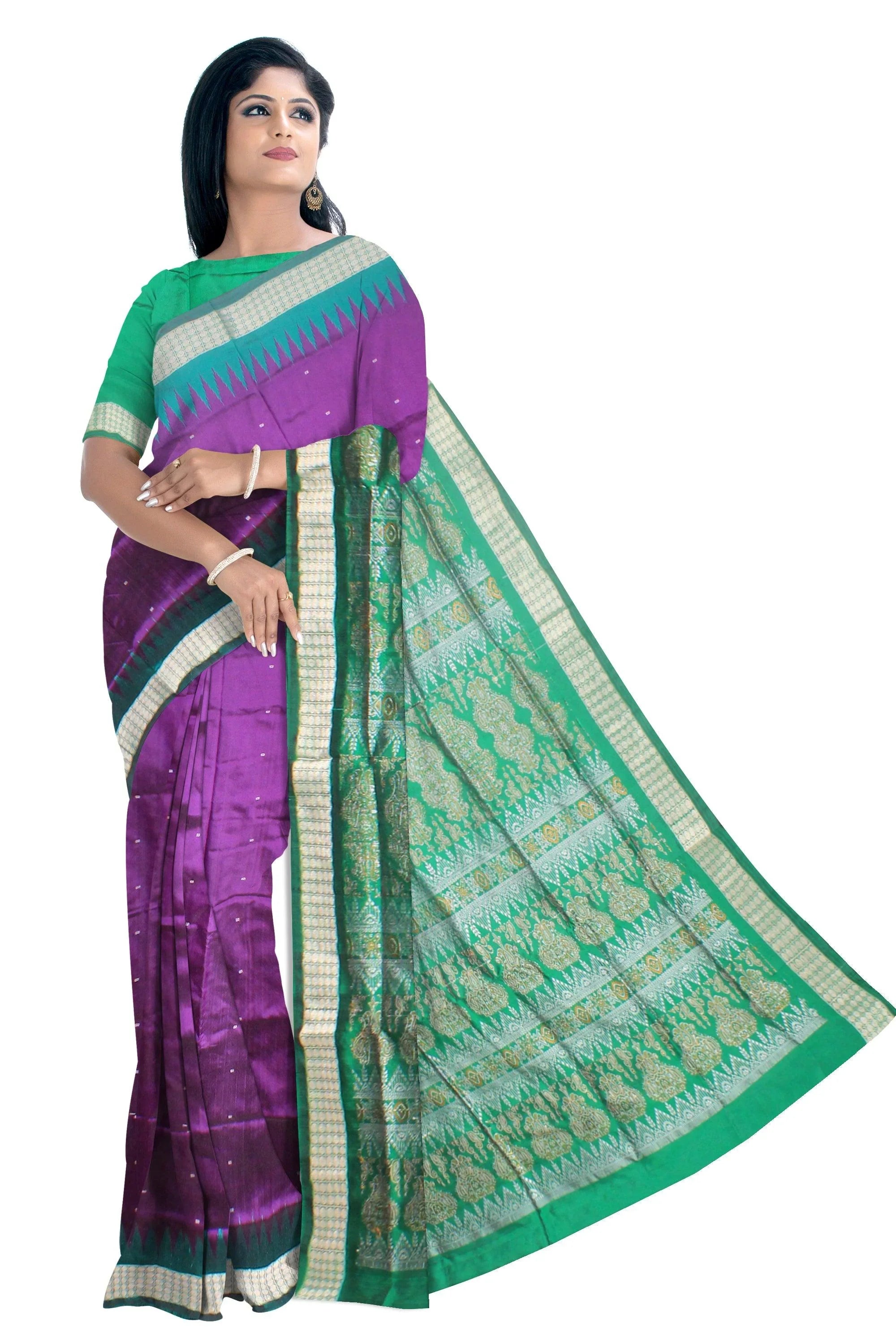 Purple color sonepuri pata saree in small booty design. - Koshali Arts & Crafts Enterprise