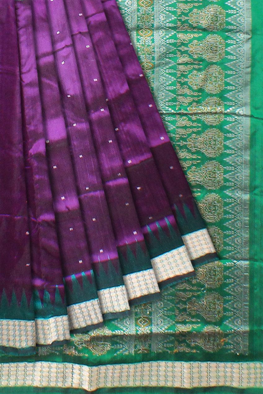 Purple color sonepuri pata saree in small booty design. - Koshali Arts & Crafts Enterprise