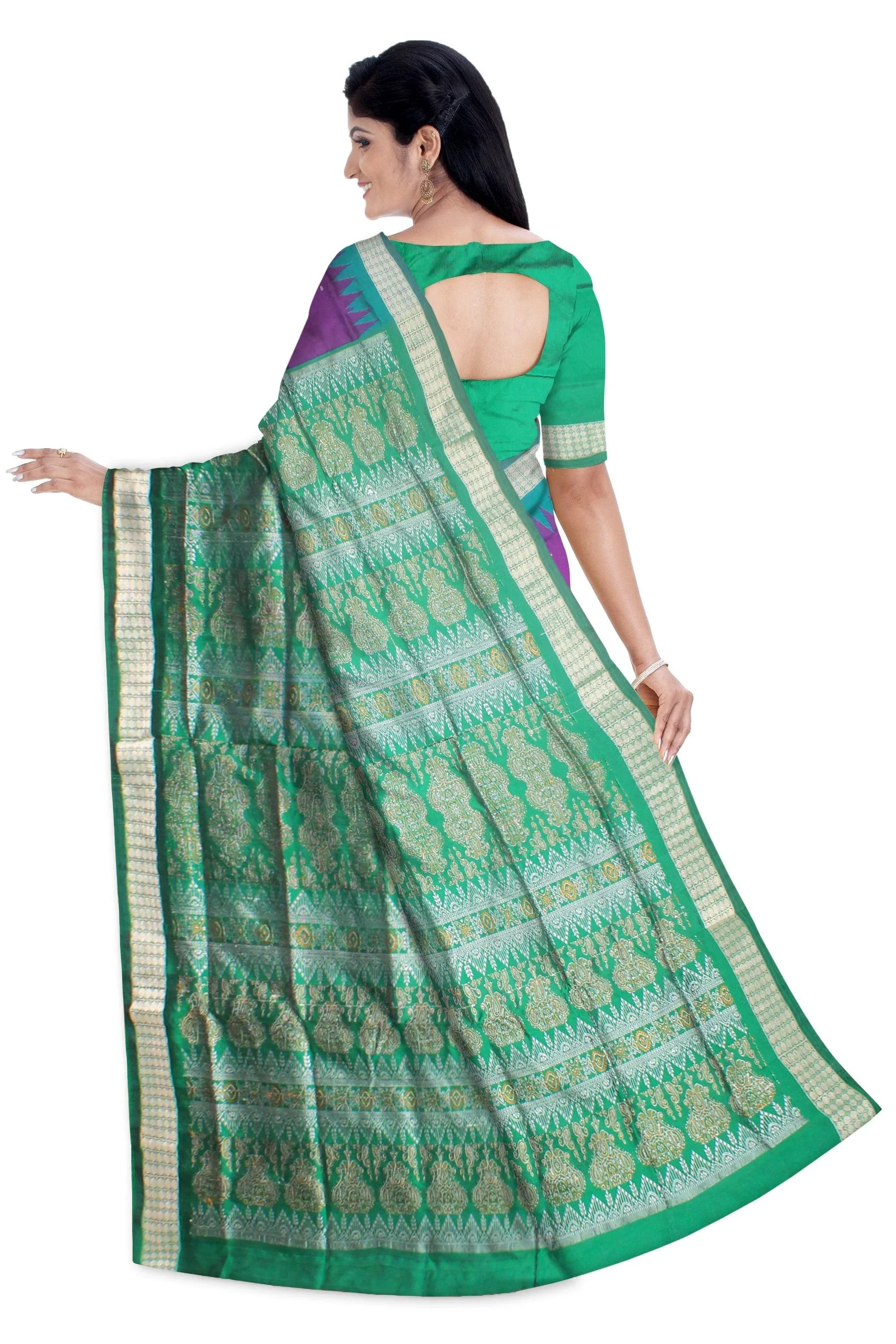 Purple color sonepuri pata saree in small booty design. - Koshali Arts & Crafts Enterprise
