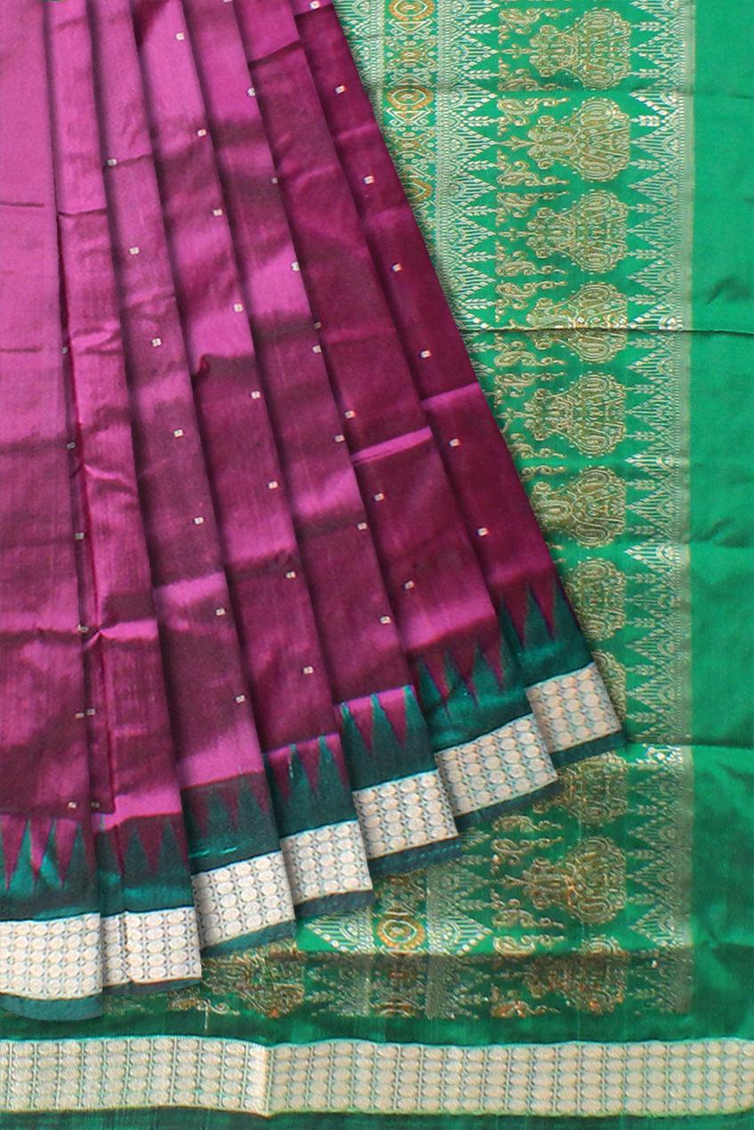 Sambalpuri Pata saree in Light Purple color plain design body with blouse piece. - Koshali Arts & Crafts Enterprise