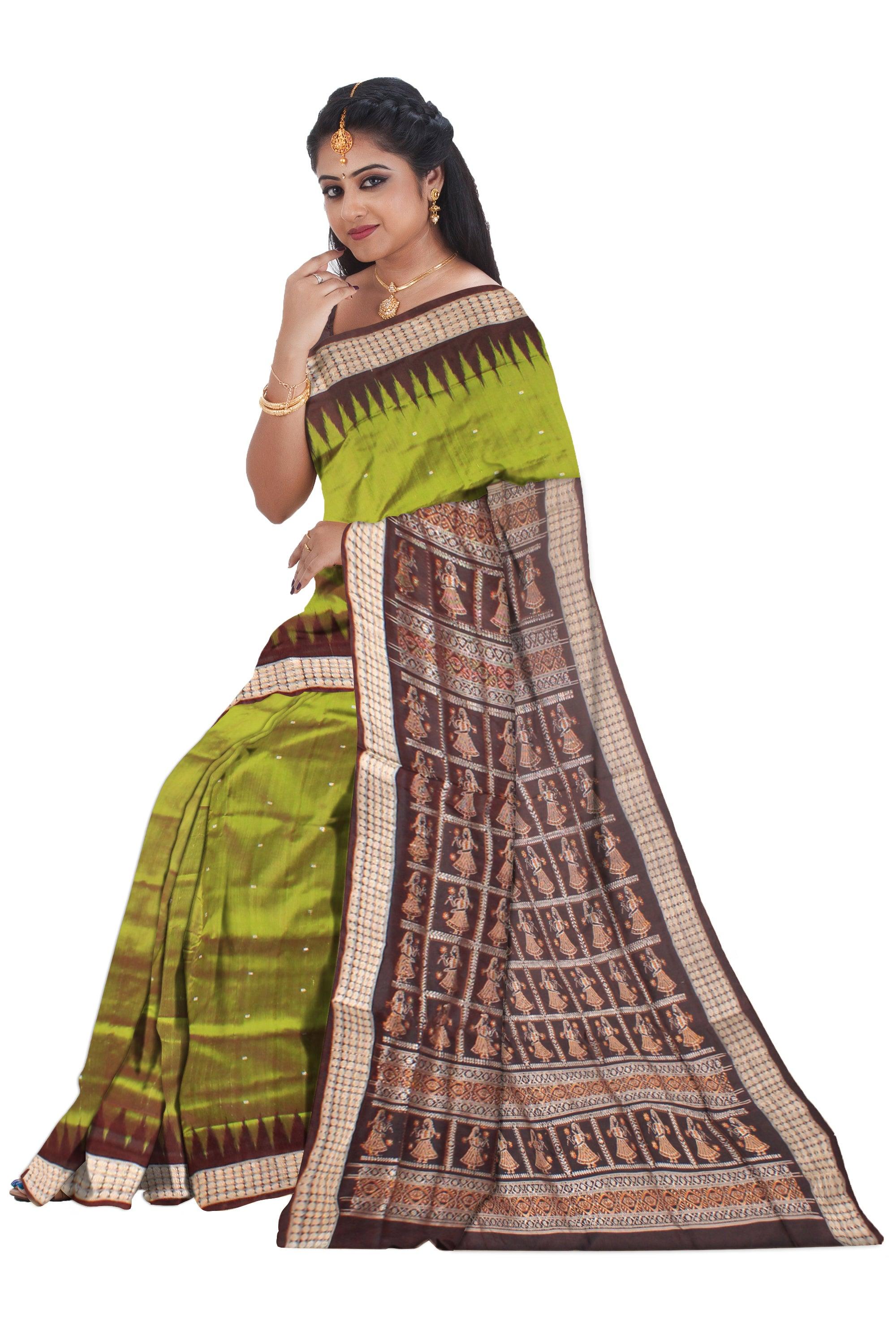 A fay design pallu in Sambalpuri Pata saree In Light yellow colour with blouse piece. - Koshali Arts & Crafts Enterprise