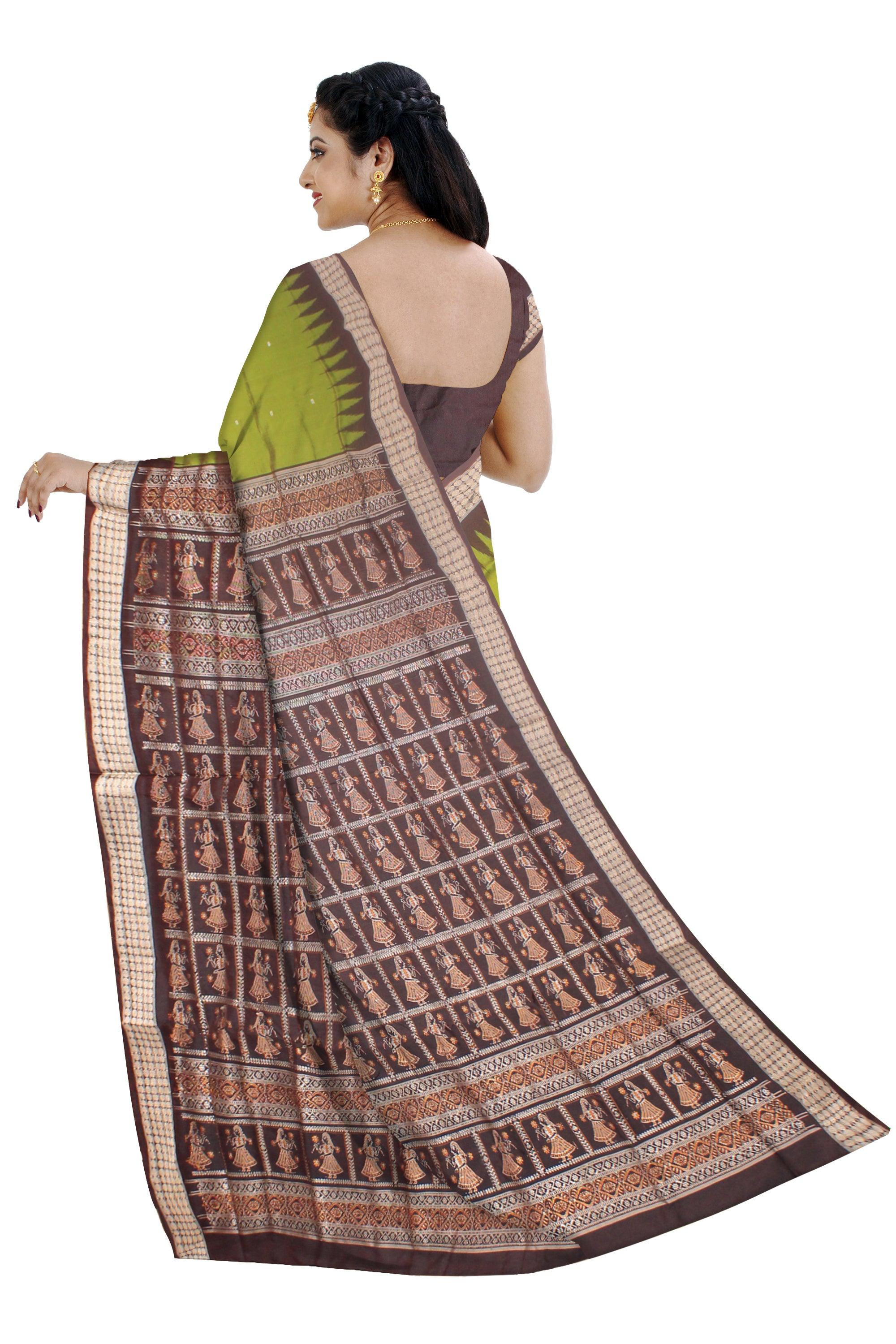 A fay design pallu in Sambalpuri Pata saree In Light yellow colour with blouse piece. - Koshali Arts & Crafts Enterprise