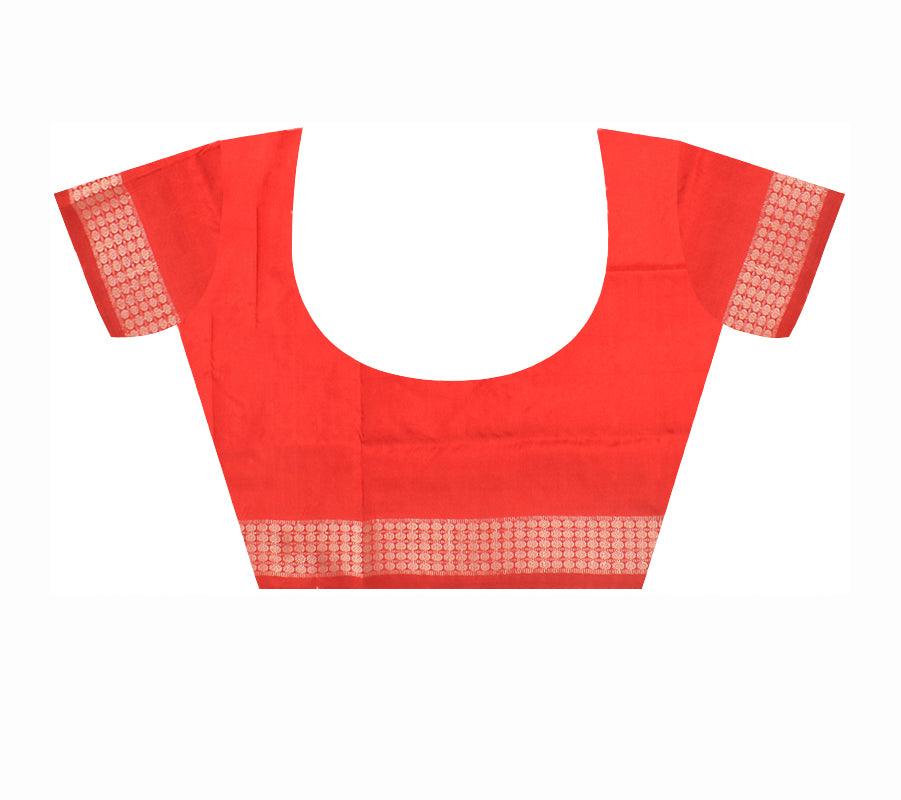 Booty design Sambalpuri bomkei Pata saree in Light Orange colour with blouse. - Koshali Arts & Crafts Enterprise