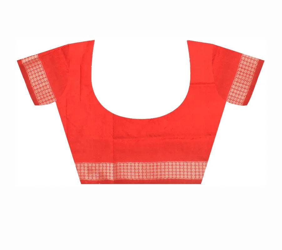 Booty design Sambalpuri bomkei Pata saree in Light Orange colour with blouse. - Koshali Arts & Crafts Enterprise