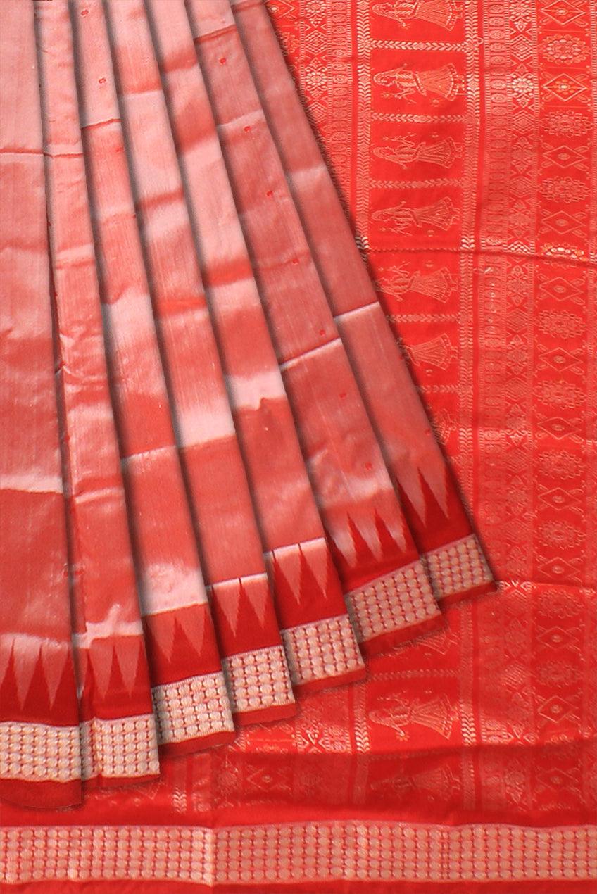 Booty design Sambalpuri bomkei Pata saree in Light Orange colour with blouse. - Koshali Arts & Crafts Enterprise