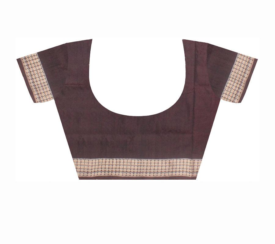 Plain Sambalpuri Bomkei pata sare in Pink colour with blouse. - Koshali Arts & Crafts Enterprise