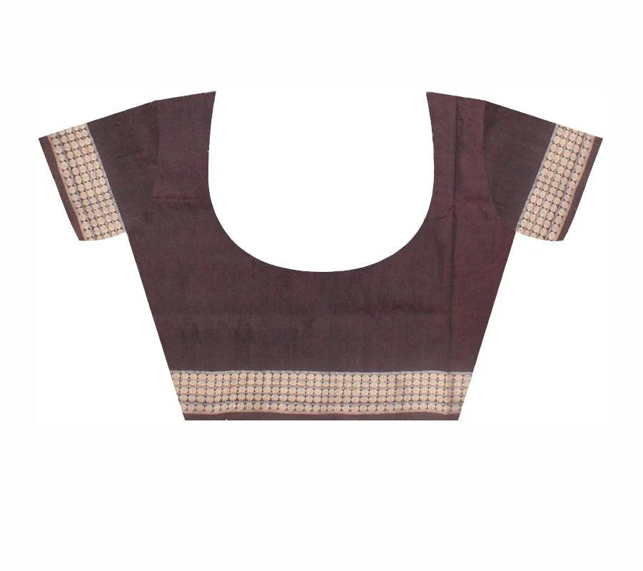 Plain Sambalpuri Bomkei pata sare in Pink colour with blouse. - Koshali Arts & Crafts Enterprise