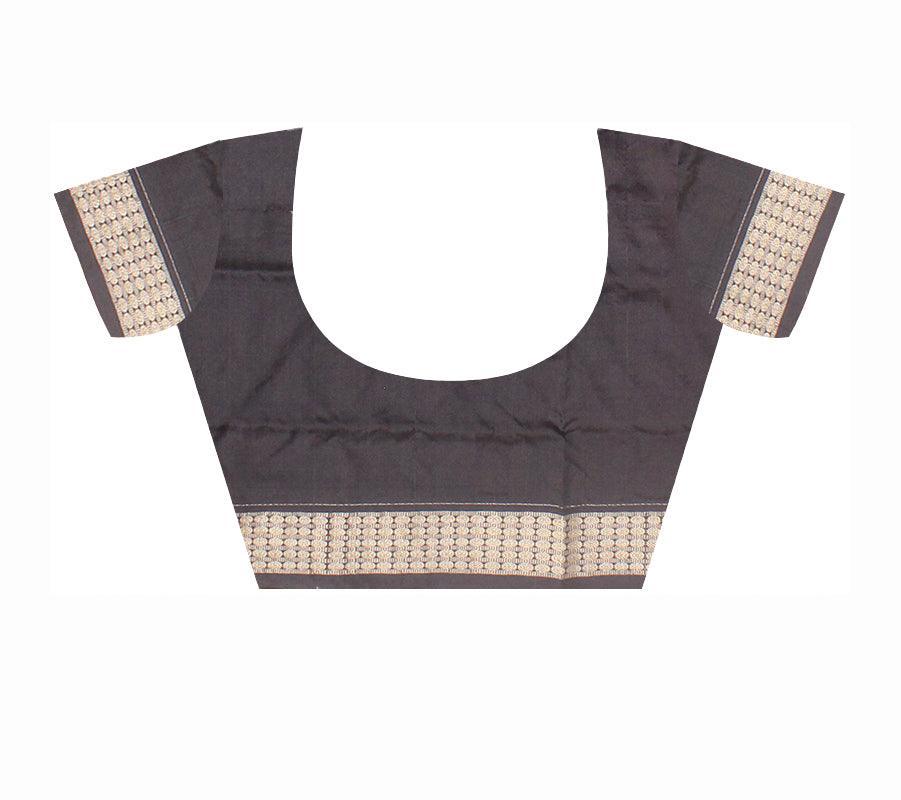 Sambalpuri Pata Saree in Maroon and Black Color in animal design body with blouse piece. - Koshali Arts & Crafts Enterprise
