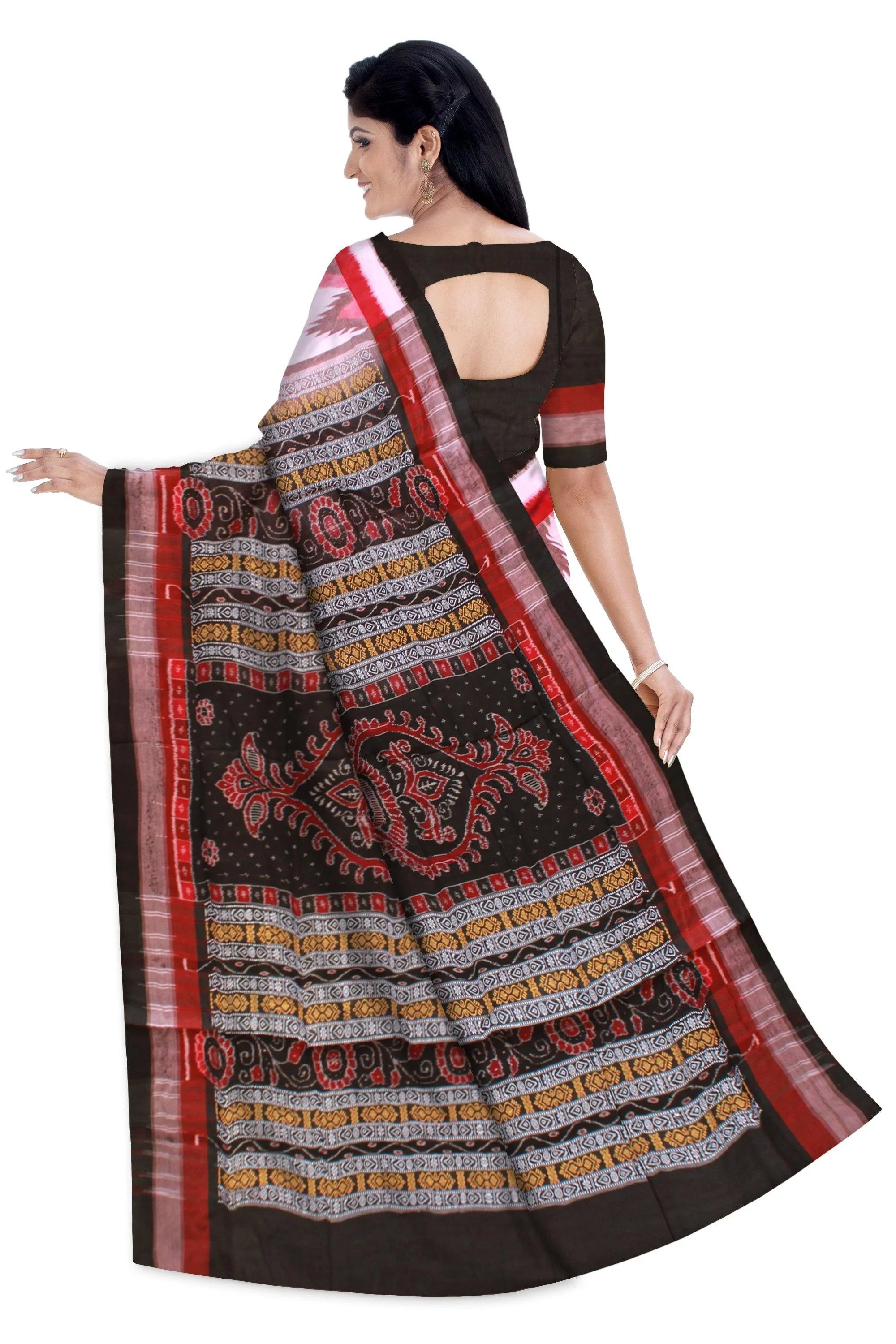 Rose pink color bomkei cotton saree with blouse piece. - Koshali Arts & Crafts Enterprise