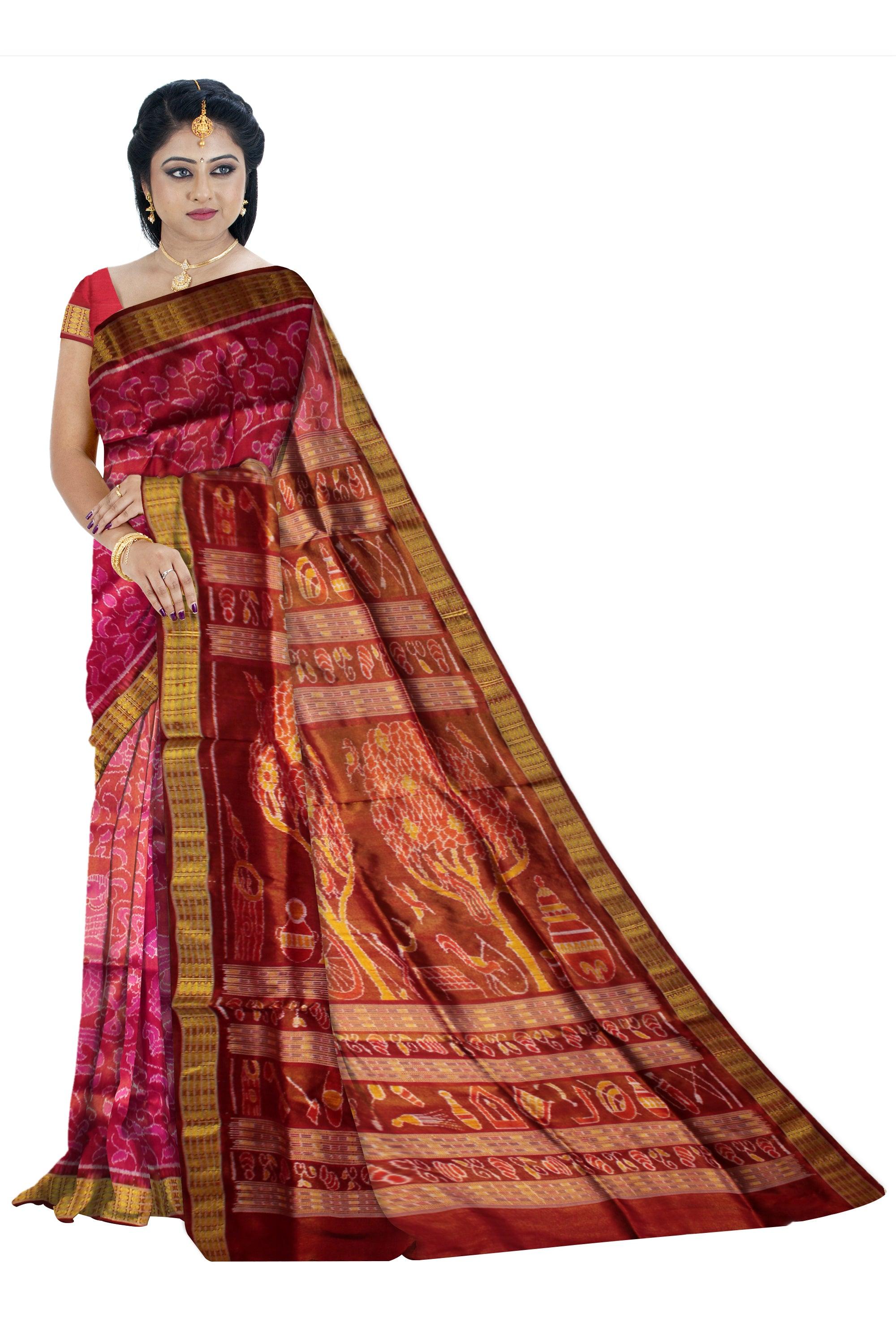 Glamourus Tissue Silk in Nartaki and petal  Design in HOT PINK WOVEN  SILK SAREE WITH BLOUSE - Koshali Arts & Crafts Enterprise