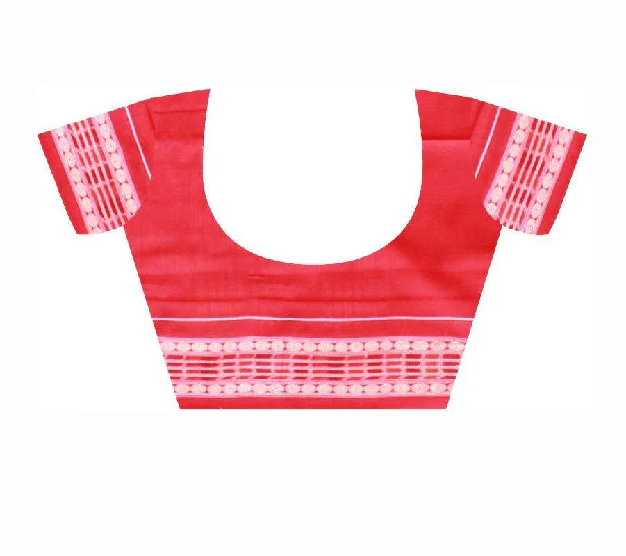 Sambalpuri handwoven cotton saree in Zigzag pattern with blouse Piece. - Koshali Arts & Crafts Enterprise