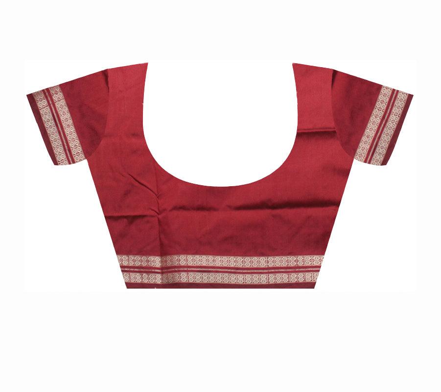 HONEY AND MAROON COLOR BOOTY PATTERN SONEPUR PATA SAREE , WITH BLOUSE PIECE. - Koshali Arts & Crafts Enterprise