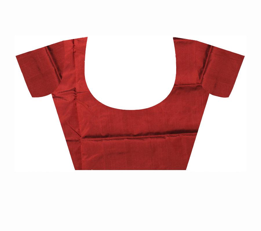 A KARGIL PATA SAREE IN DARK BLUE AND MAROON COLOR BASE, WITH BLOUSE PIECE. - Koshali Arts & Crafts Enterprise