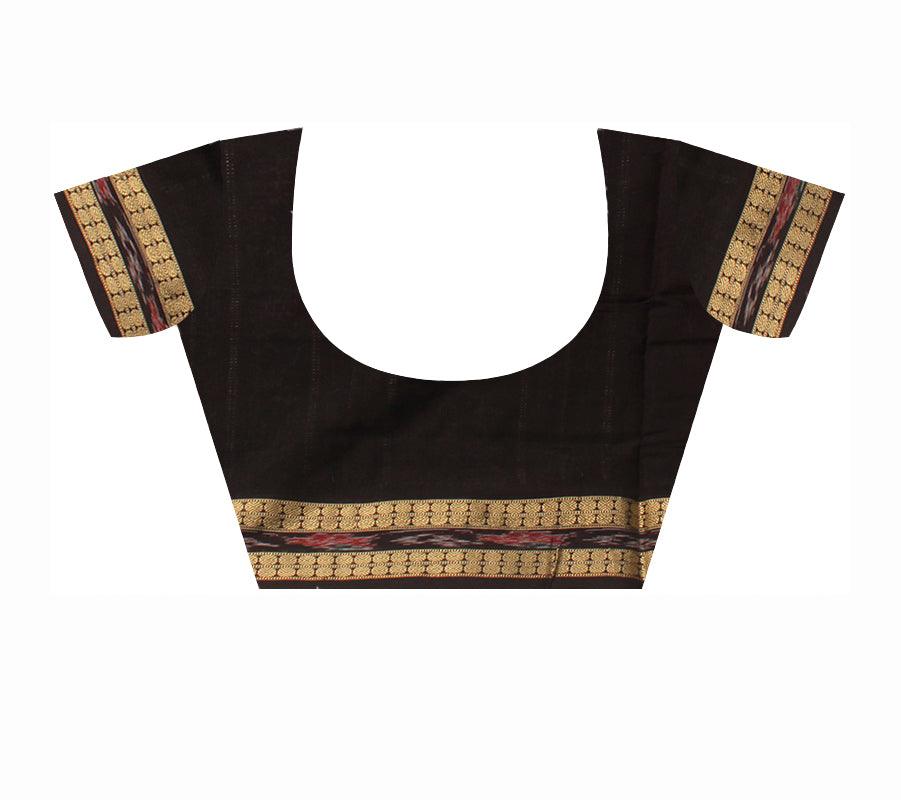 RED AND BLACK COLOR PASAPALI PATTERN COTTON SAREE , WITH BLOUSE PIECE. - Koshali Arts & Crafts Enterprise