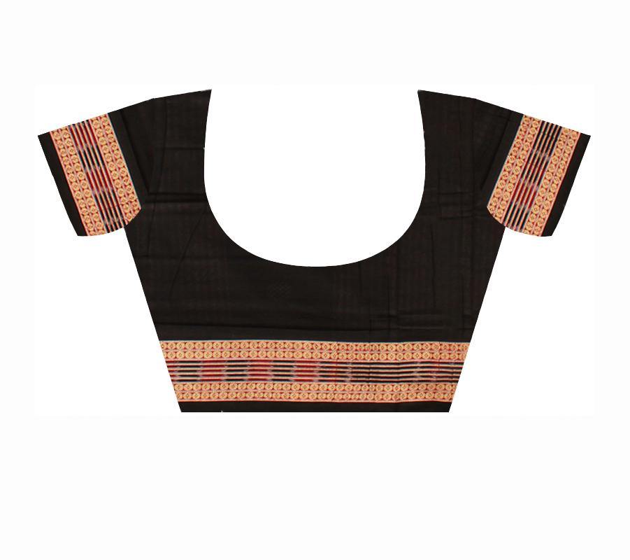 Light Brown and Red lining Sambalpuri saree with blouse piece. - Koshali Arts & Crafts Enterprise