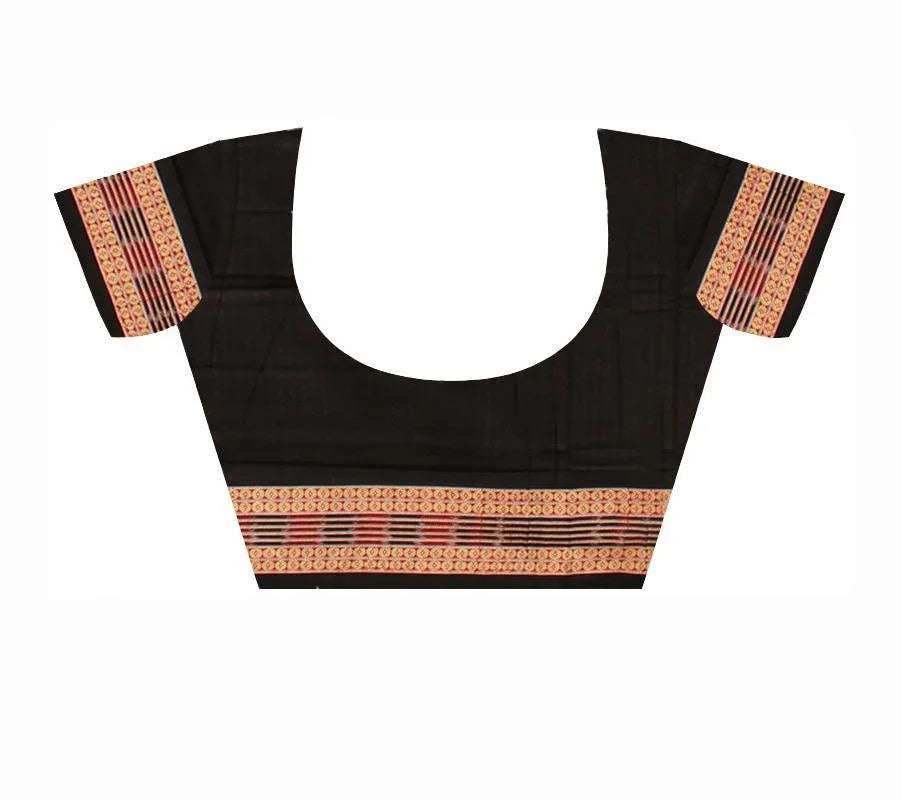 Light Brown and Red lining Sambalpuri saree with blouse piece. - Koshali Arts & Crafts Enterprise