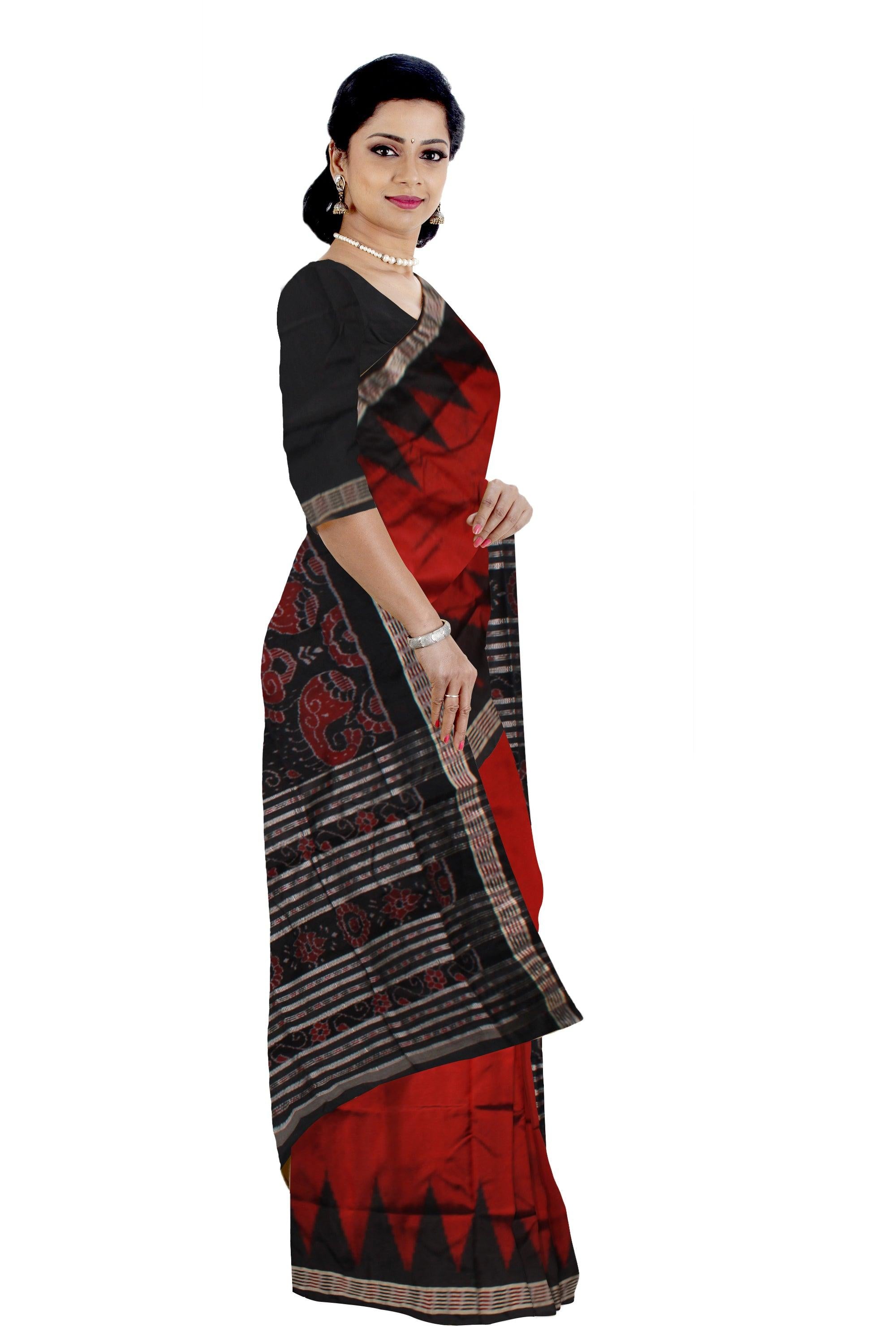 NEW PATTERN BORDER  MAROON AND BLACK COLOR KARGIL PATA SAREE, WITH BLOUSE PIECE. - Koshali Arts & Crafts Enterprise