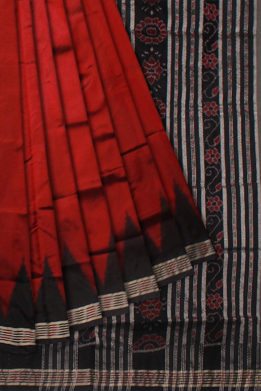 NEW PATTERN BORDER  MAROON AND BLACK COLOR KARGIL PATA SAREE, WITH BLOUSE PIECE. - Koshali Arts & Crafts Enterprise