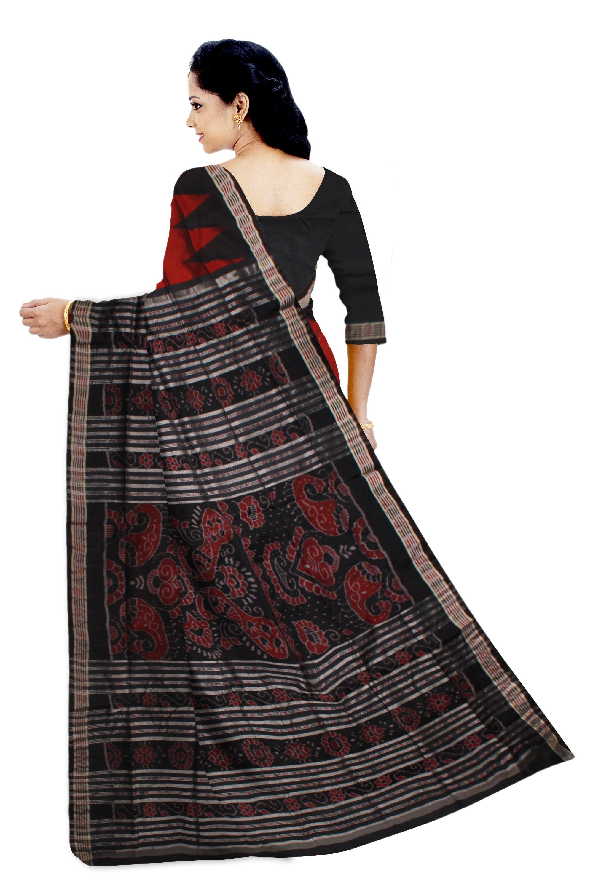 NEW PATTERN BORDER  MAROON AND BLACK COLOR KARGIL PATA SAREE, WITH BLOUSE PIECE. - Koshali Arts & Crafts Enterprise