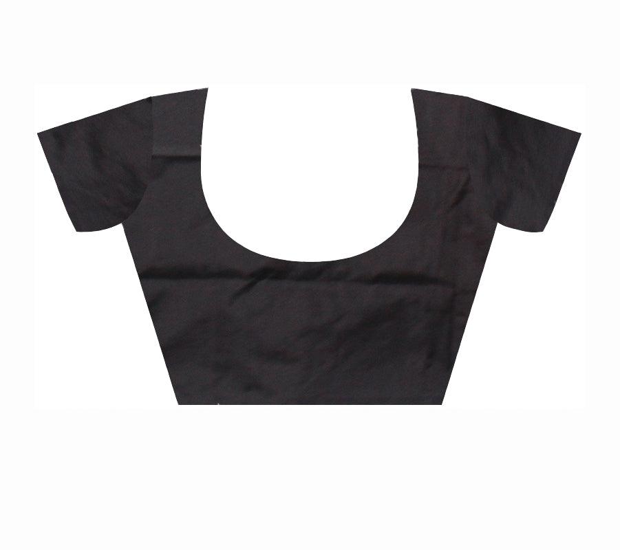 A KARGIL PATA SAREE IN MAROON AND BLACK COLOR BASE, ATTACHED WITH BLOUSE PIECE. - Koshali Arts & Crafts Enterprise