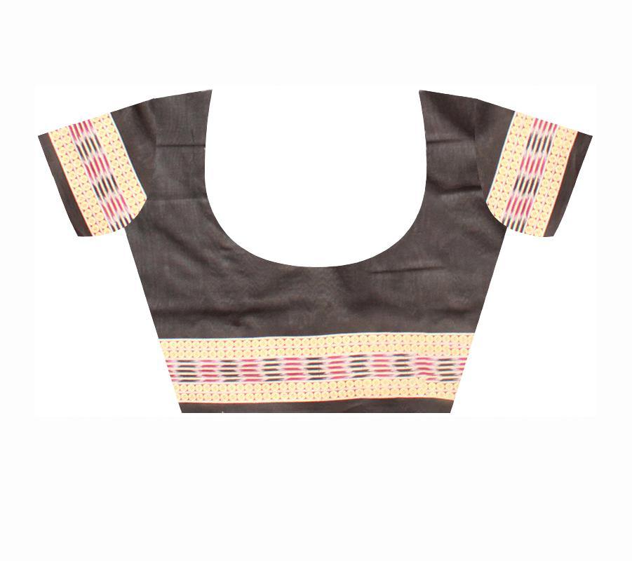 Silver and Red lining Sambalpuri saree with blouse piece. - Koshali Arts & Crafts Enterprise