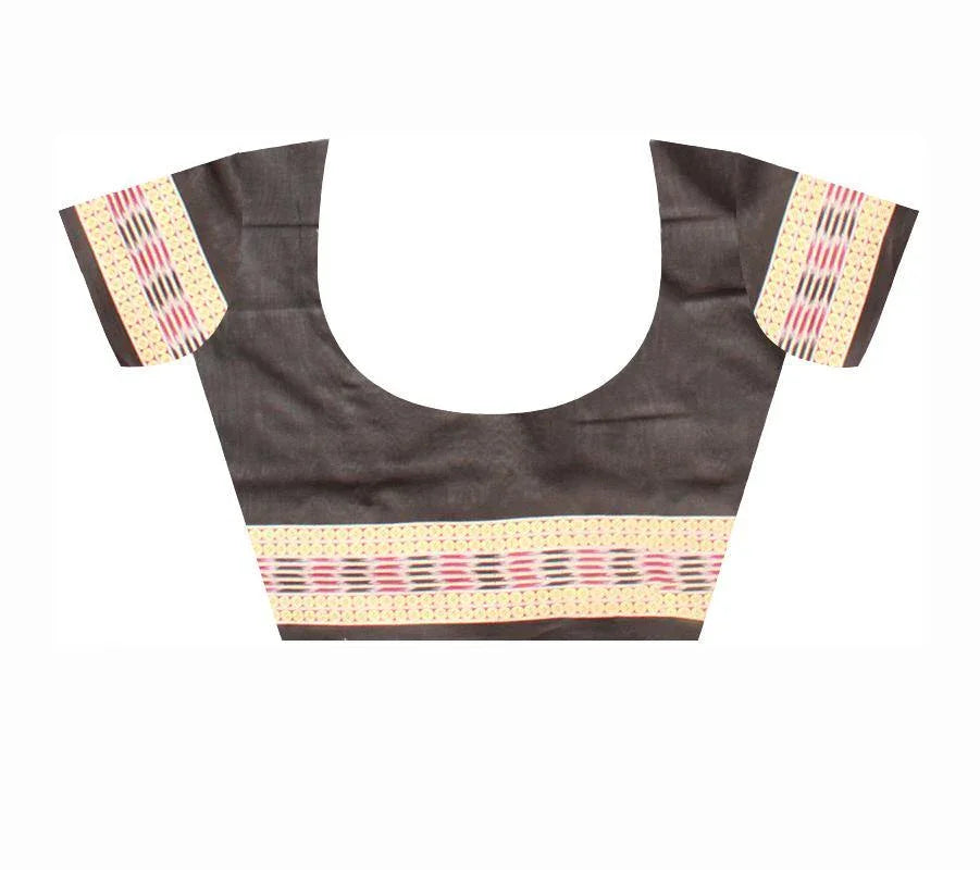 Silver and Red lining Sambalpuri saree with blouse piece. - Koshali Arts & Crafts Enterprise