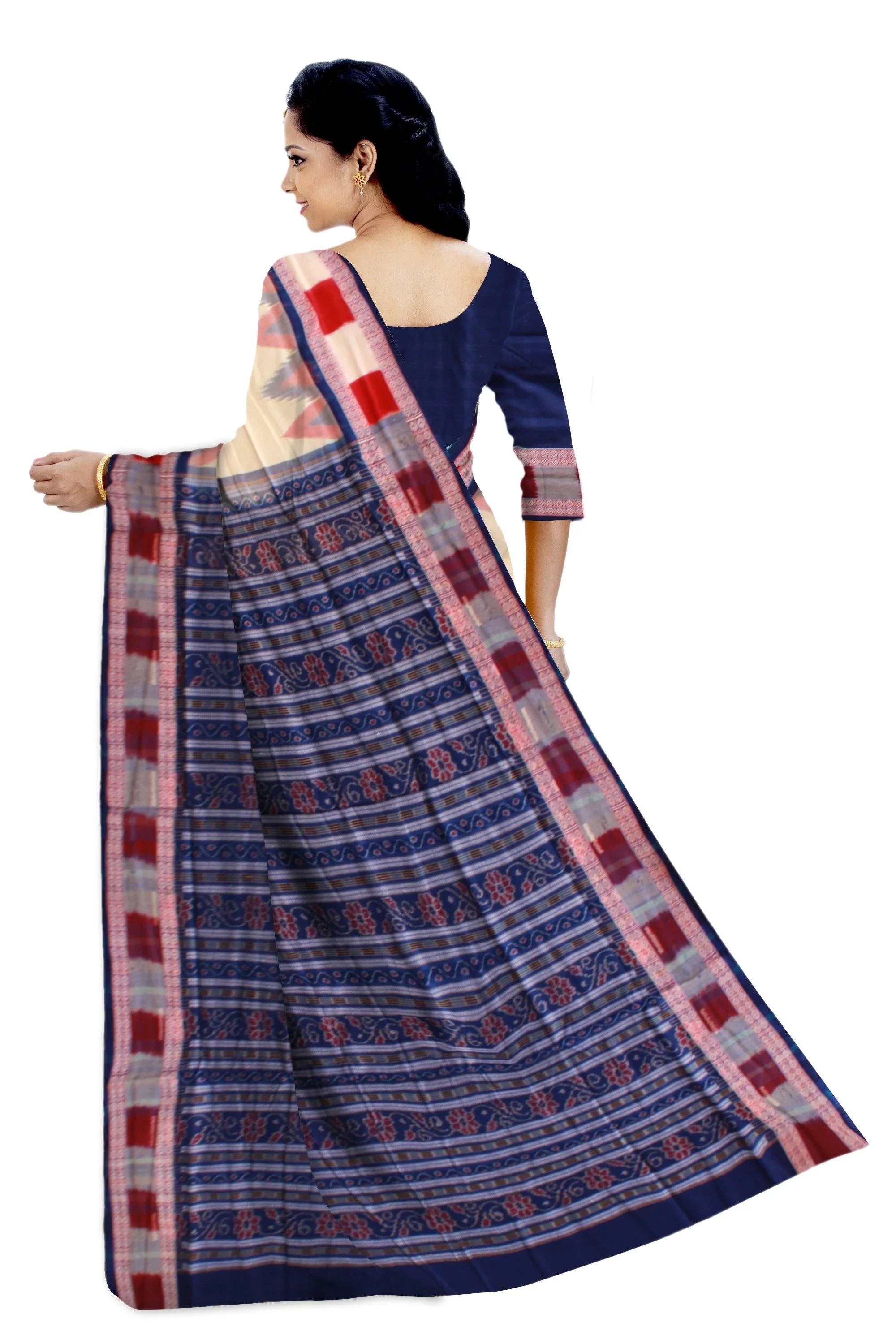 Matha color Buti pattern Sambalpuri cotton saree with blouse piece. - Koshali Arts & Crafts Enterprise